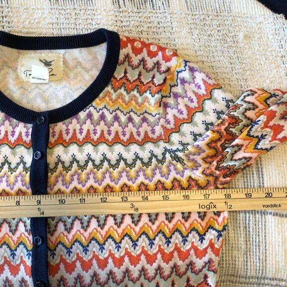 Anthropologie Tabitha Women’s Cardigan Sz M Chevron 100% Cotton Color - Picture 6 of 8